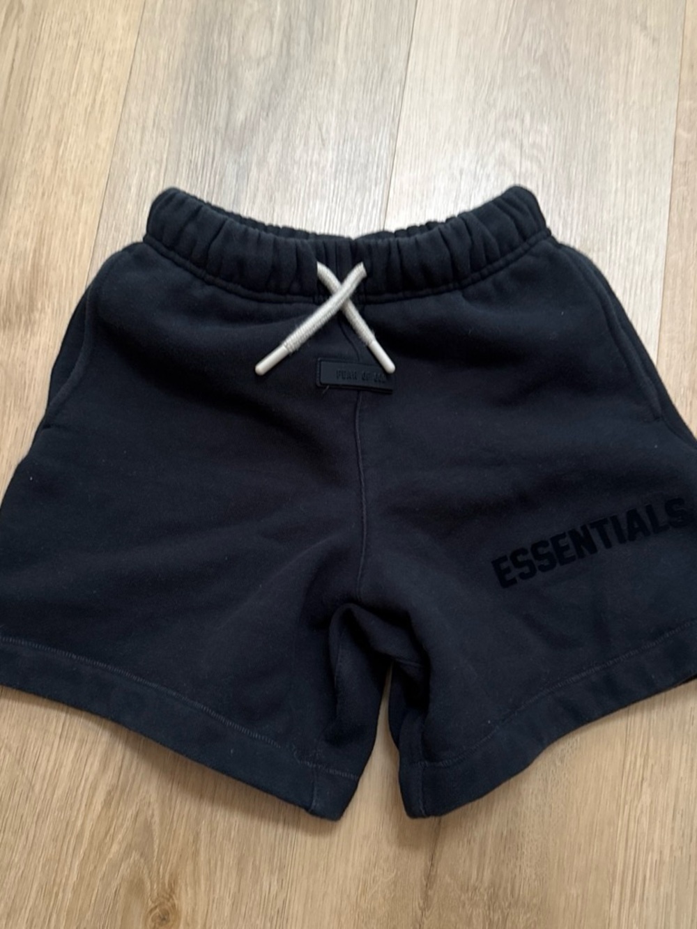 Essentials Black Cotton Drawcord Kids Shorts
